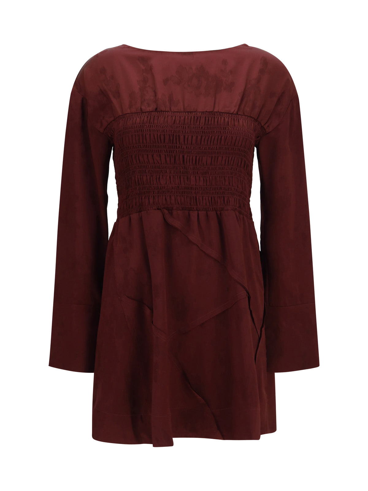 Ganni Long-sleeve satin Mini Dress - Port Royale