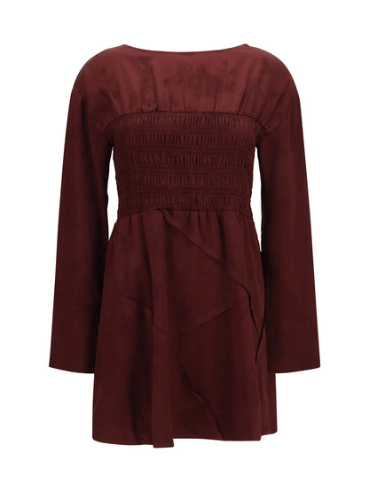 Ganni Long-sleeve satin Mini Dress - Port Royale