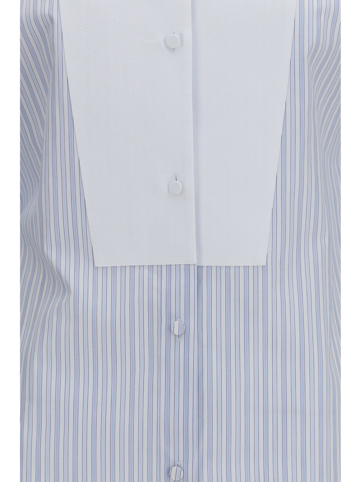 Tom Ford Striped Shirt with front detail - Sky Blue + Off White