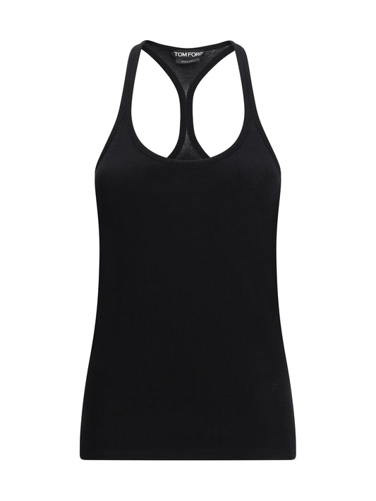 TOM FORD Silk-blend ribbed jersey Tank Top