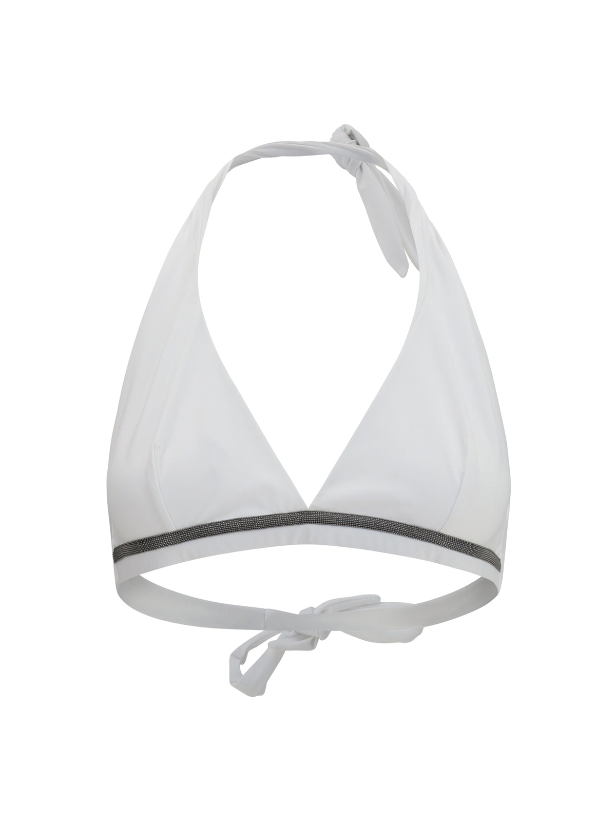 Brunello Cucinelli Tech jersey Bikini Top with monili - White