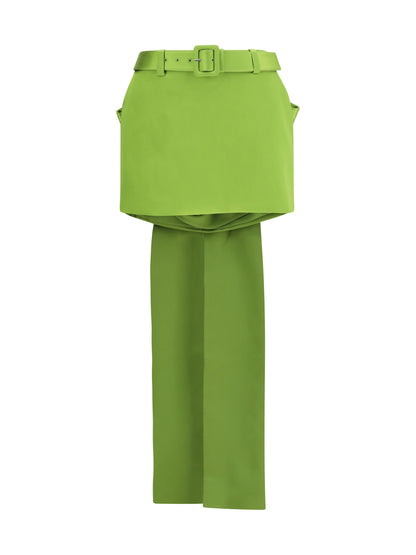 Self-Portrait Satin bow mini Skirt - Green