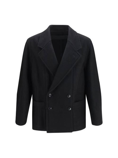 Lemaire Short double-breasted wool and alpaca Coat - Black