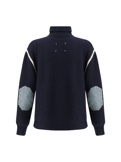 Maison Margiela Wool half-zip high-neck - Navy