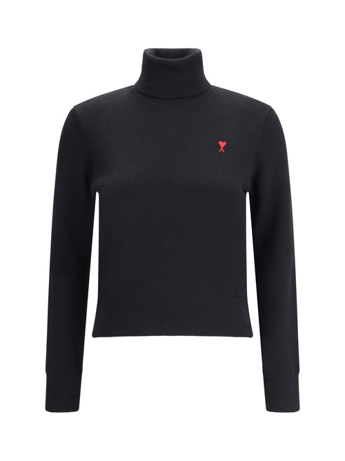 Ami Paris Ami De Coeur turtleneck Sweater - Noir/Rouge