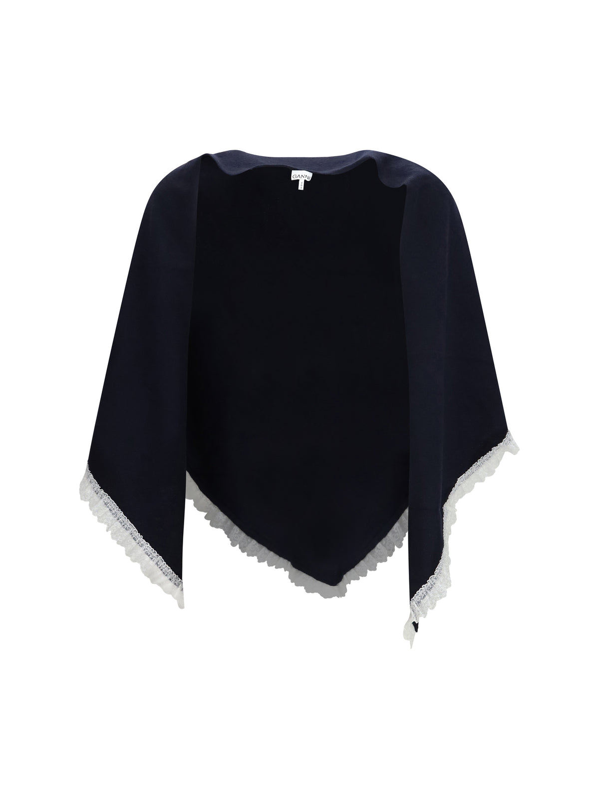 Ganni Openwork wool Cape - Sky Captain