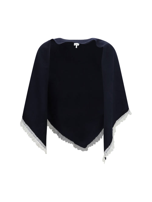 Ganni Openwork wool Cape - Sky Captain