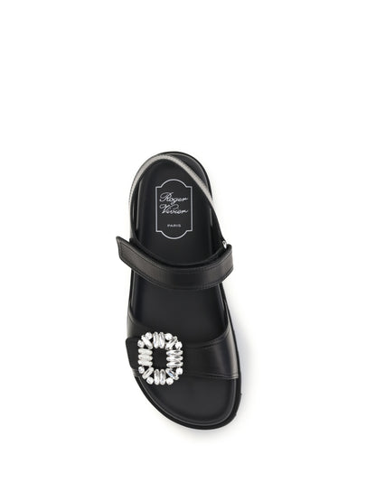 ROGER VIVIER Leather Sandals with crystal buckle