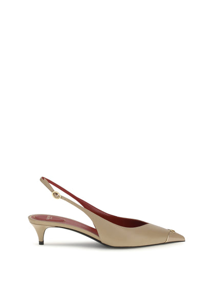 Valentino Garavani VLogo Signature kitten-heel slingback Pumps - Camel
