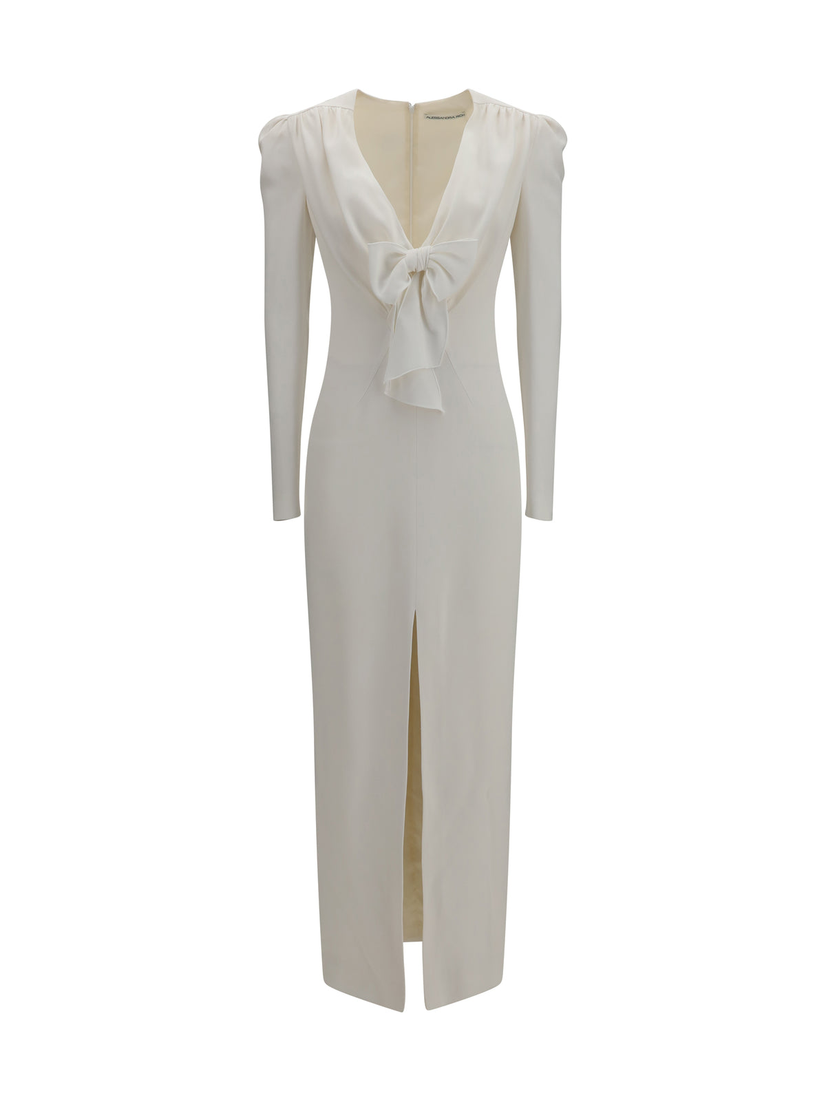 Alessandra Rich V-neck Dress with bow - White