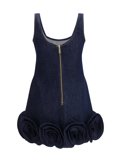 SELF-PORTRAIT Denim 3d Flower mini Dress