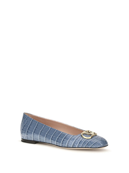 Valentino Garavani VLogo Signature croc-effect Ballerinas - Blue Nebula