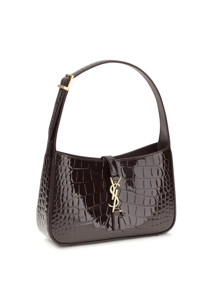 SAINT LAURENT 5 À 7 Shoulder Bag in crocodile-embossed patent leather