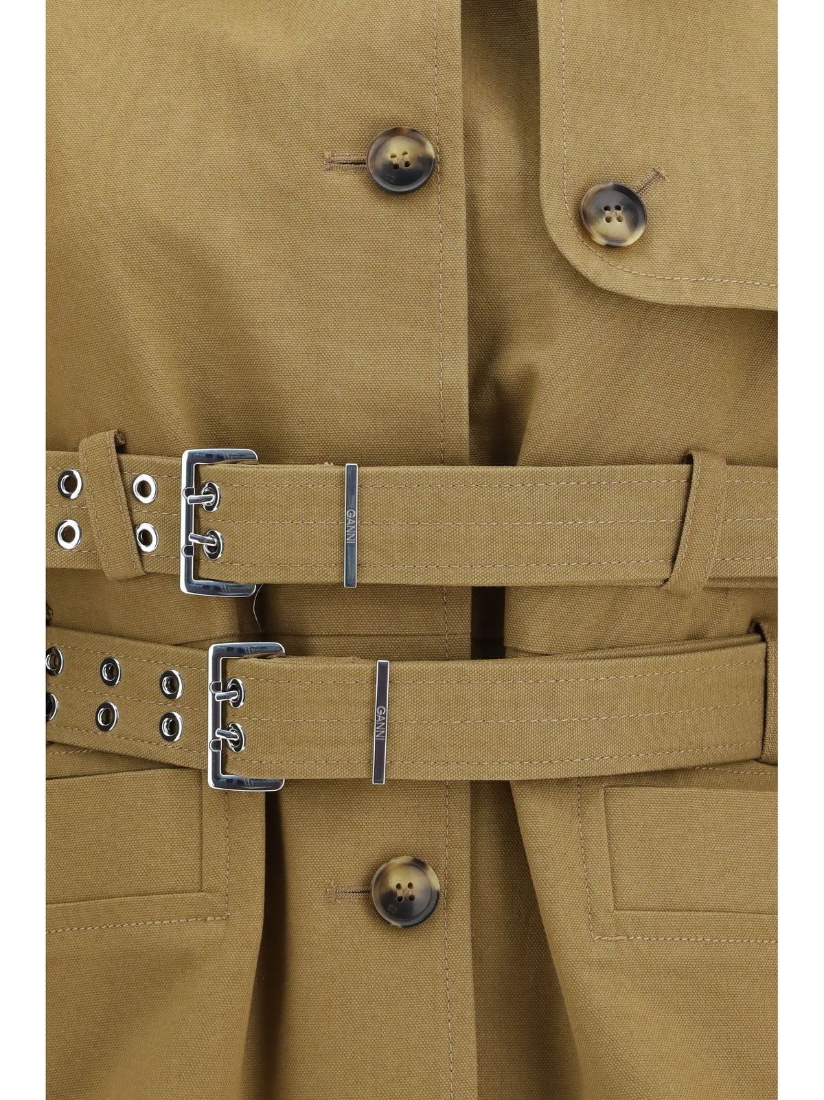 Ganni Canvas Jacket with double belt - Ermine