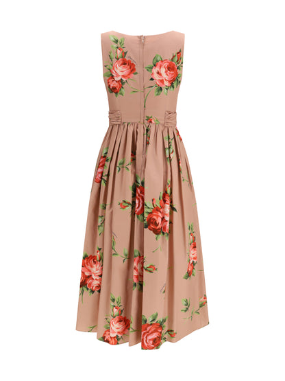 DOLCE & GABBANA Cotton Dress with rose bouquet print