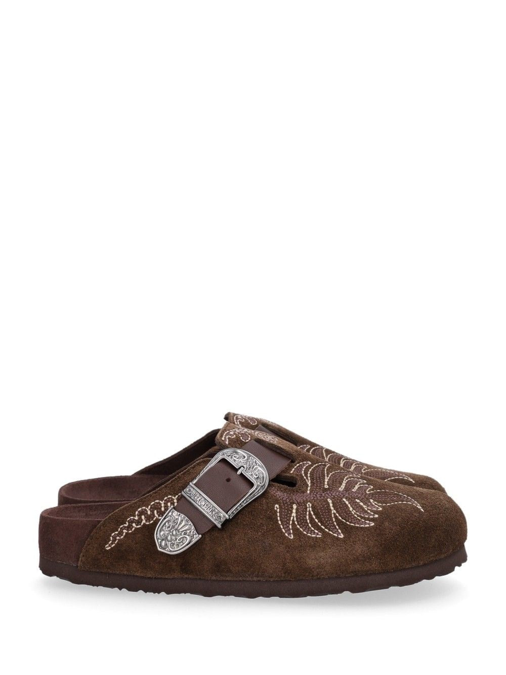Etro Boston Sabot In Embroidered Suede Birkenstock By Etro - Brown