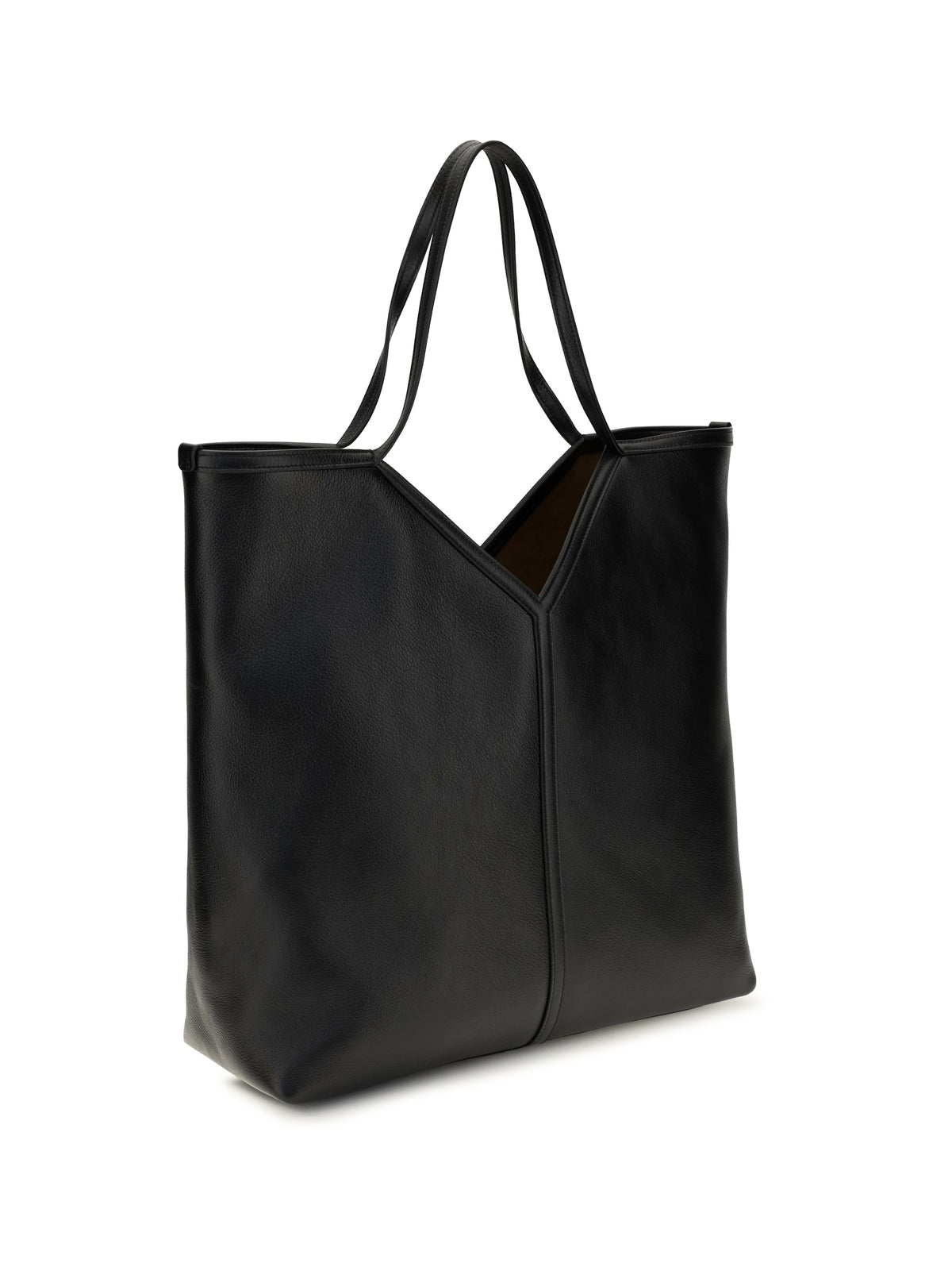 Saint Laurent Large Y leather Tote Bag - Black/Rustic Camel