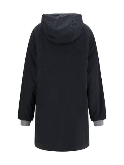 Miu Miu Panama and fleece single-breasted Peacoat - Black