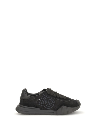 Dolce & Gabbana Leather and lace Sneakers - Black/Black