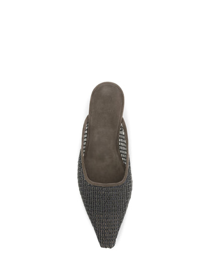 BRUNELLO CUCINELLI Suede Ballerinas with embellished net embroidery