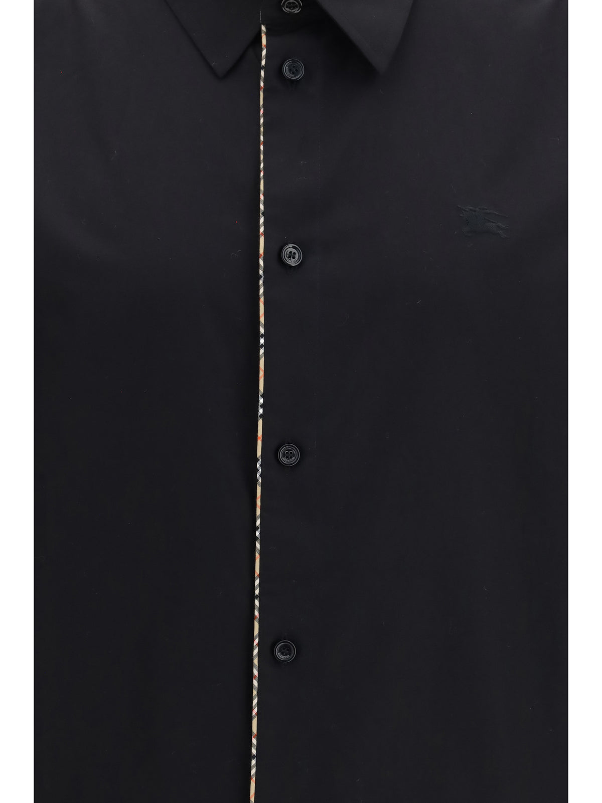 Burberry Cotton Shirt with Check trims - Black