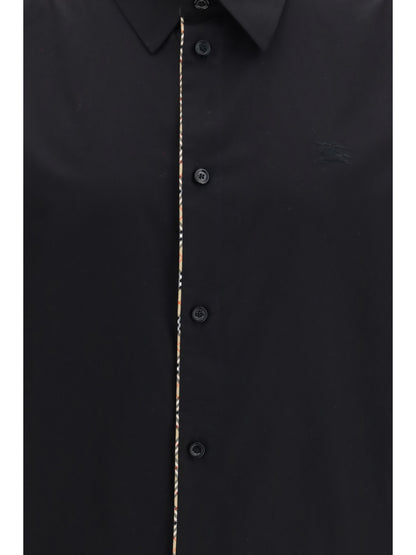 Burberry Cotton Shirt with Check trims - Black