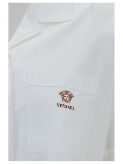 Versace Cropped cotton poplin Shirt - Optical White