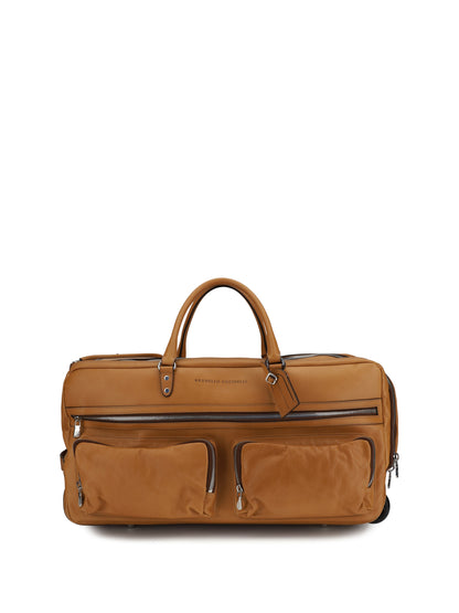 BRUNELLO CUCINELLI Leather Trolley Travel Bag