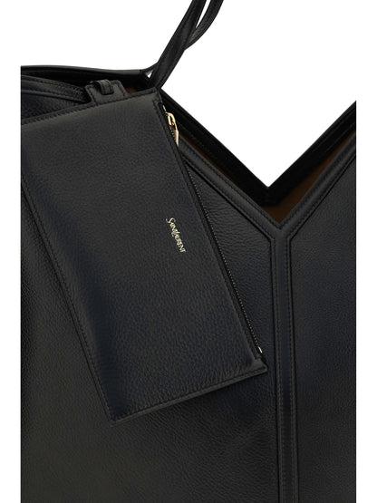 Saint Laurent Large Y leather Tote Bag - Black/Rustic Camel