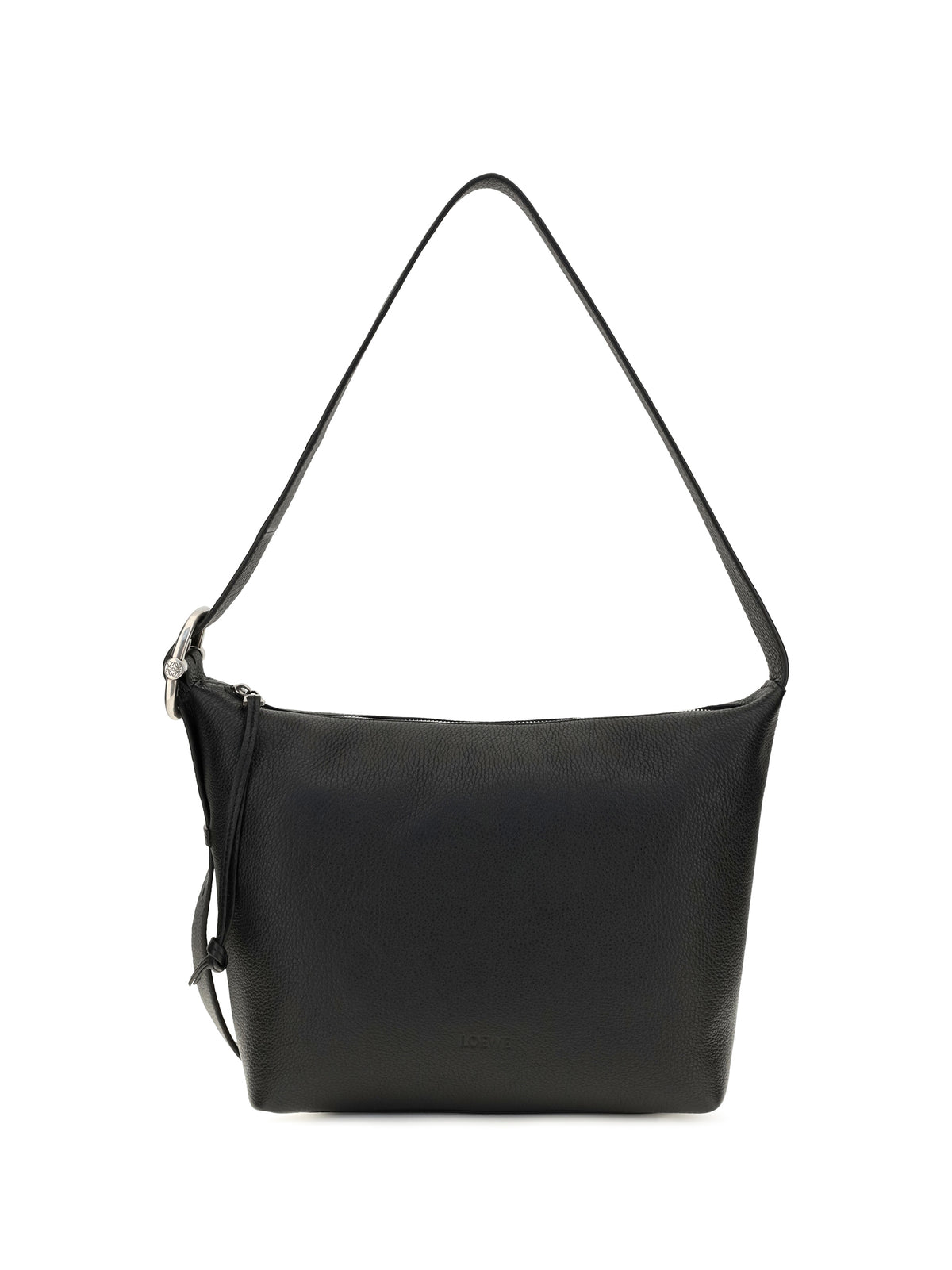 Loewe Medium Loop Hobo Bag in grained calfskin - Black