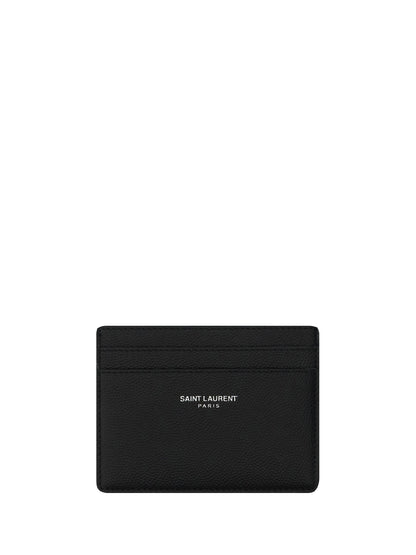 Saint Laurent Grain De Poudre leather Cardholder - Black