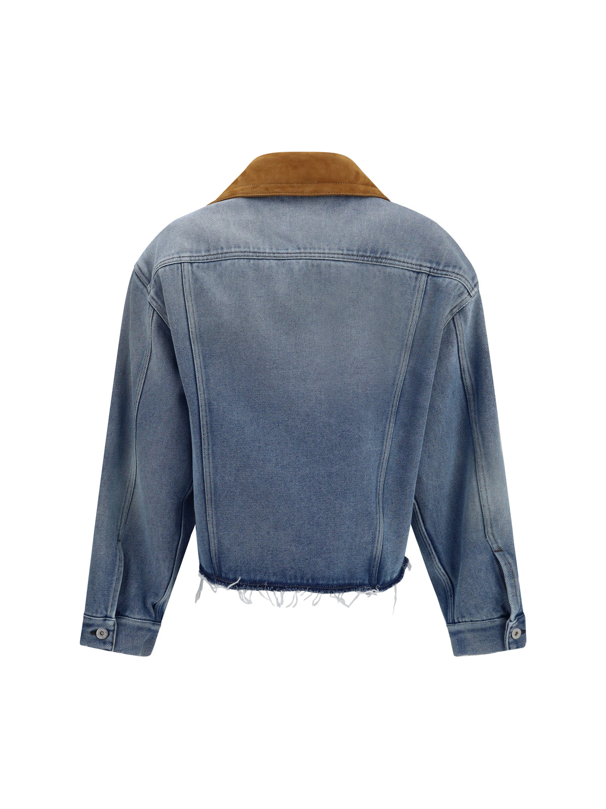 Miu Miu Washed denim and suede Jacket - Light Blue