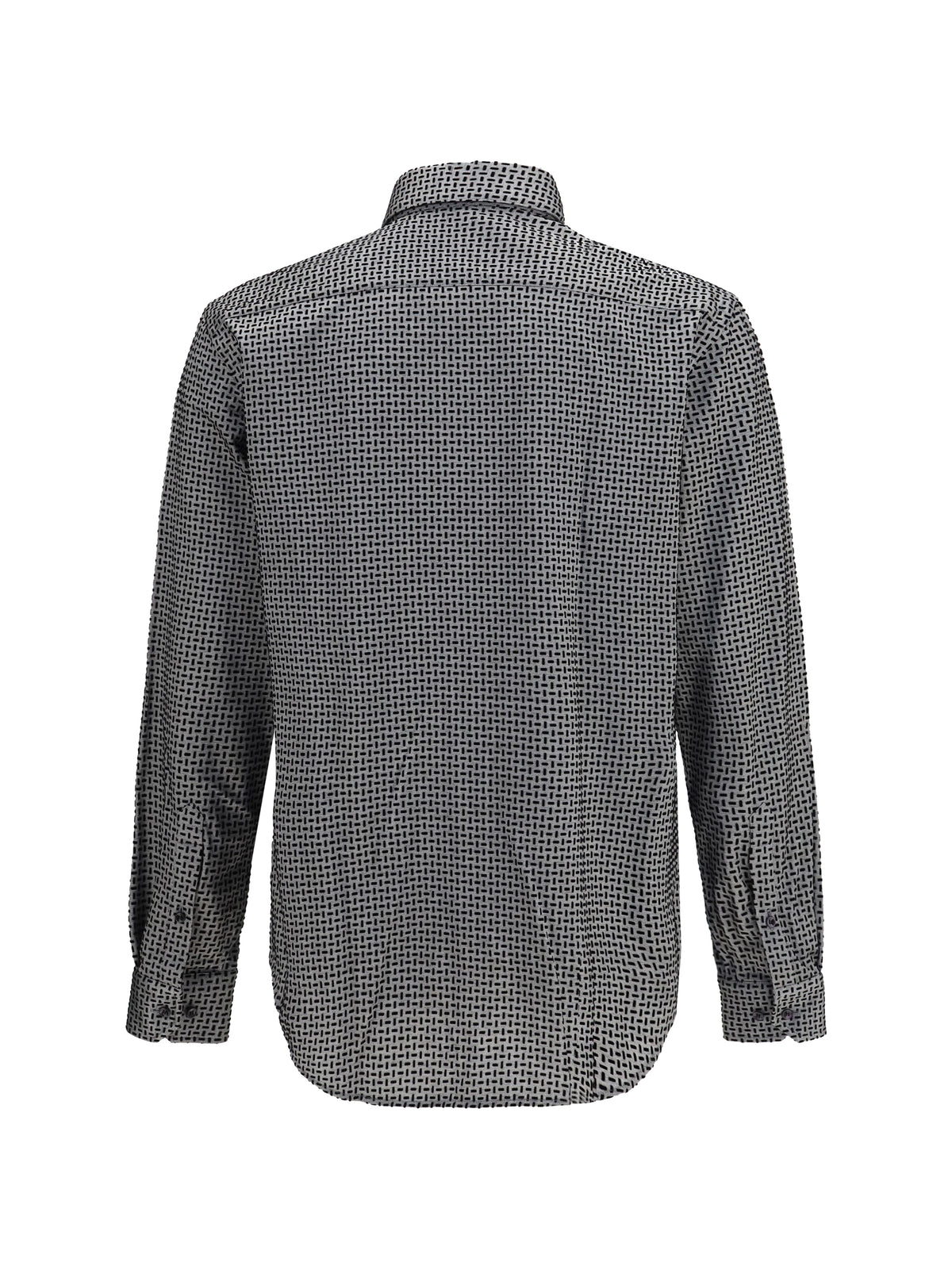 Giorgio Armani Cotton Shirt with geometric flock print - Harbor Mist