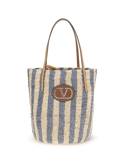 VALENTINO GARAVANI Striped raffia Bucket Bag