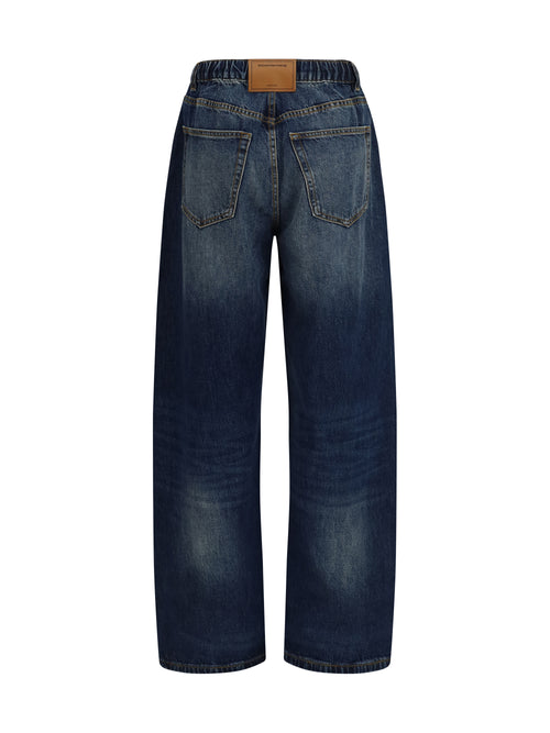 Alexander Wang Balloon Jogger Pants with Crystal Drawstring - Aged Dark Blue