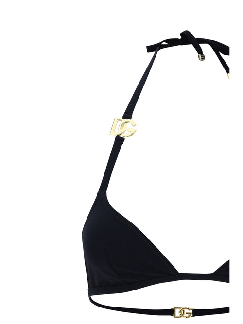 Dolce & Gabbana Triangle Bikini with gold plaque - Black