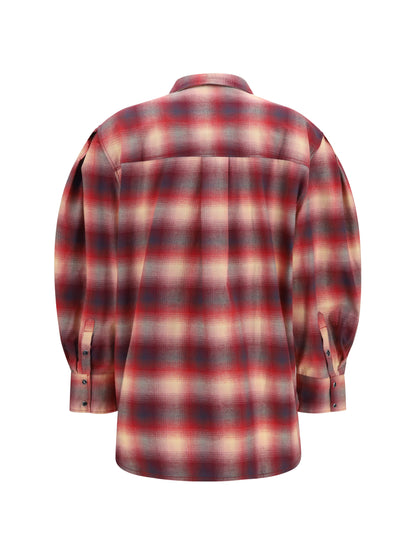Ganni Cotton flannel check Shirt - Raspberry Wine