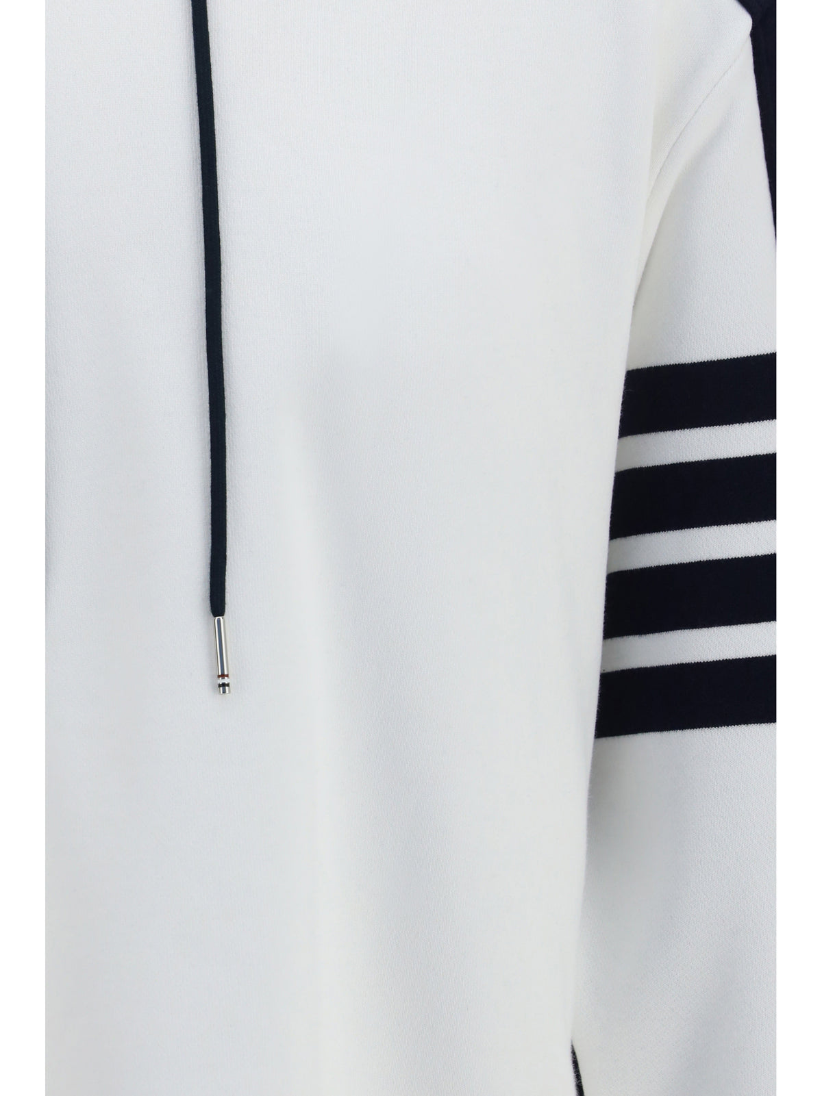 Thom Browne Loopback Colorblock Hooded Sweatshirt - White / Navy