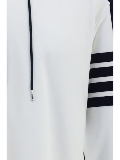 Thom Browne Loopback Colorblock Hooded Sweatshirt - White / Navy