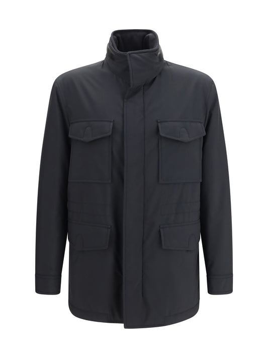 Brioni Performa wool blend Sahariana Jacket - Midnight Blue - Col