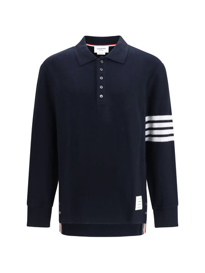 THOM BROWNE Piqué long-sleeve Polo