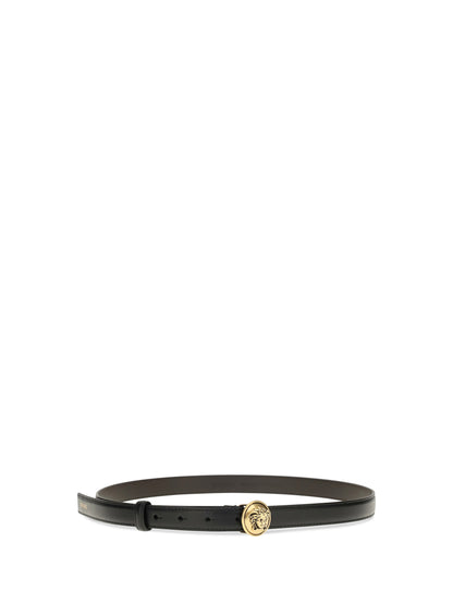 Versace Logo leather Belt - Black/Gold