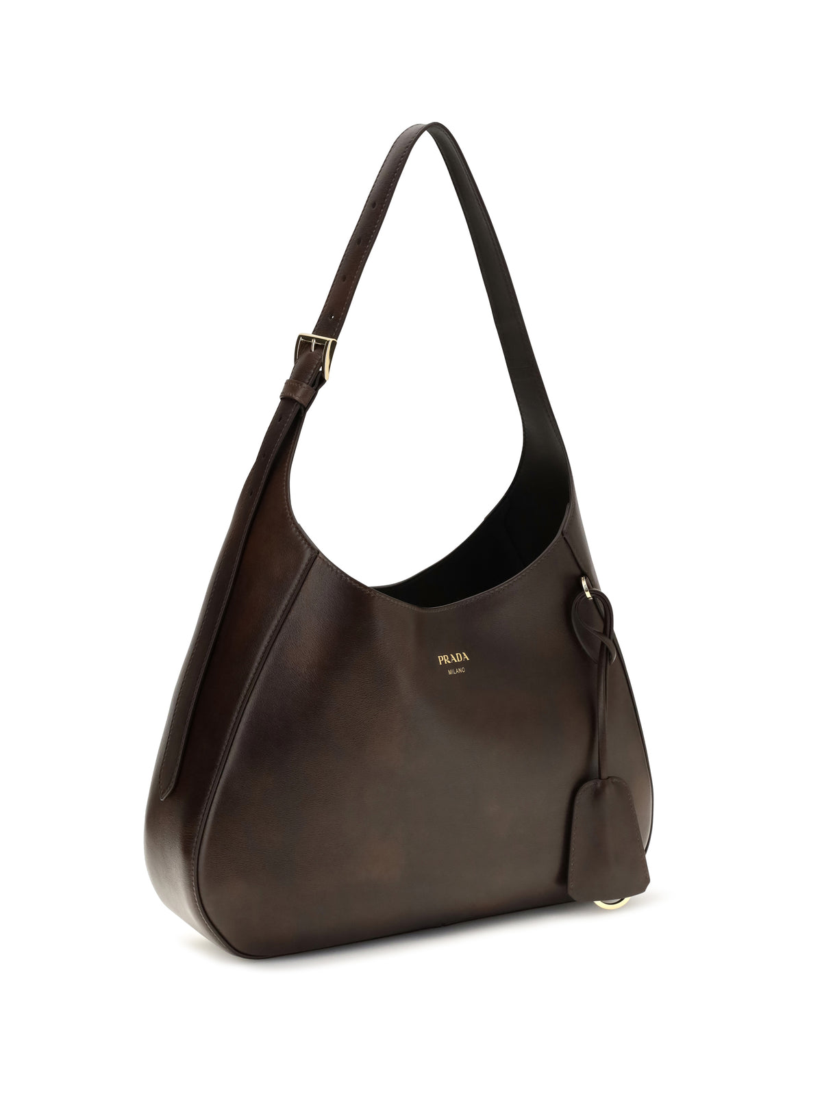 Prada Boogie medium leather Shoulder Bag - Cacao