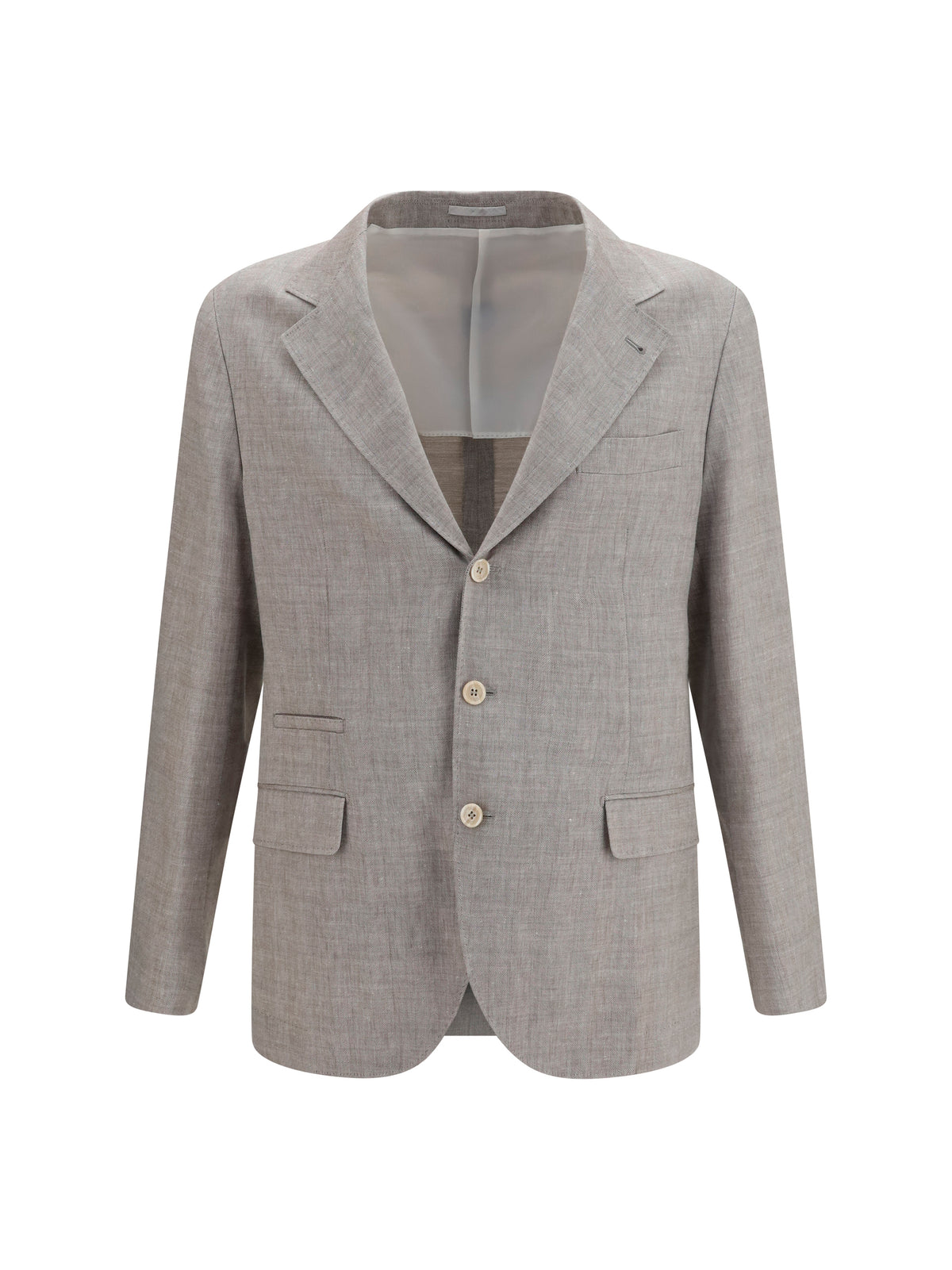 Brunello Cucinelli Deconstructed linen and wool chevron Jacket - Brown Light