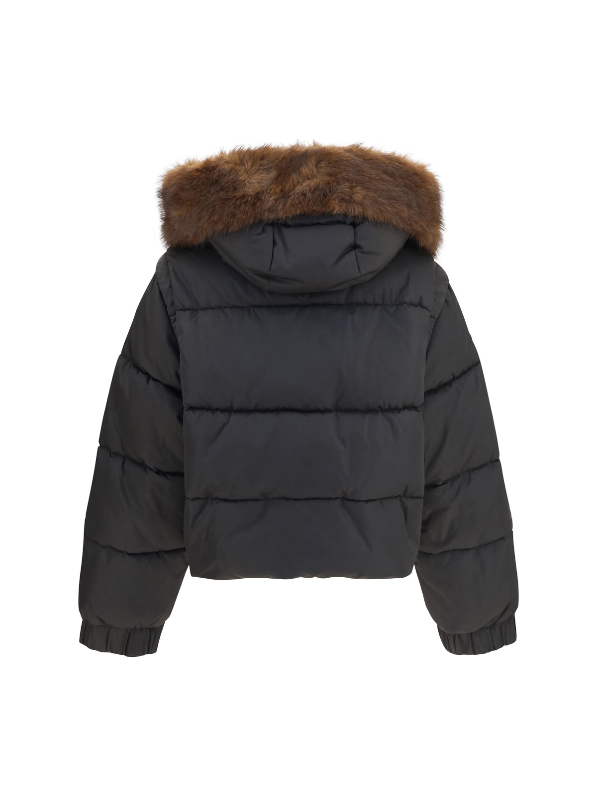 Pinko Godetia padded Down Jacket with faux fur - Brown Oltre Buio