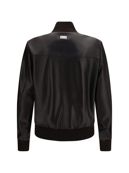 Dolce & Gabbana Lambskin Jacket with zip - Brown