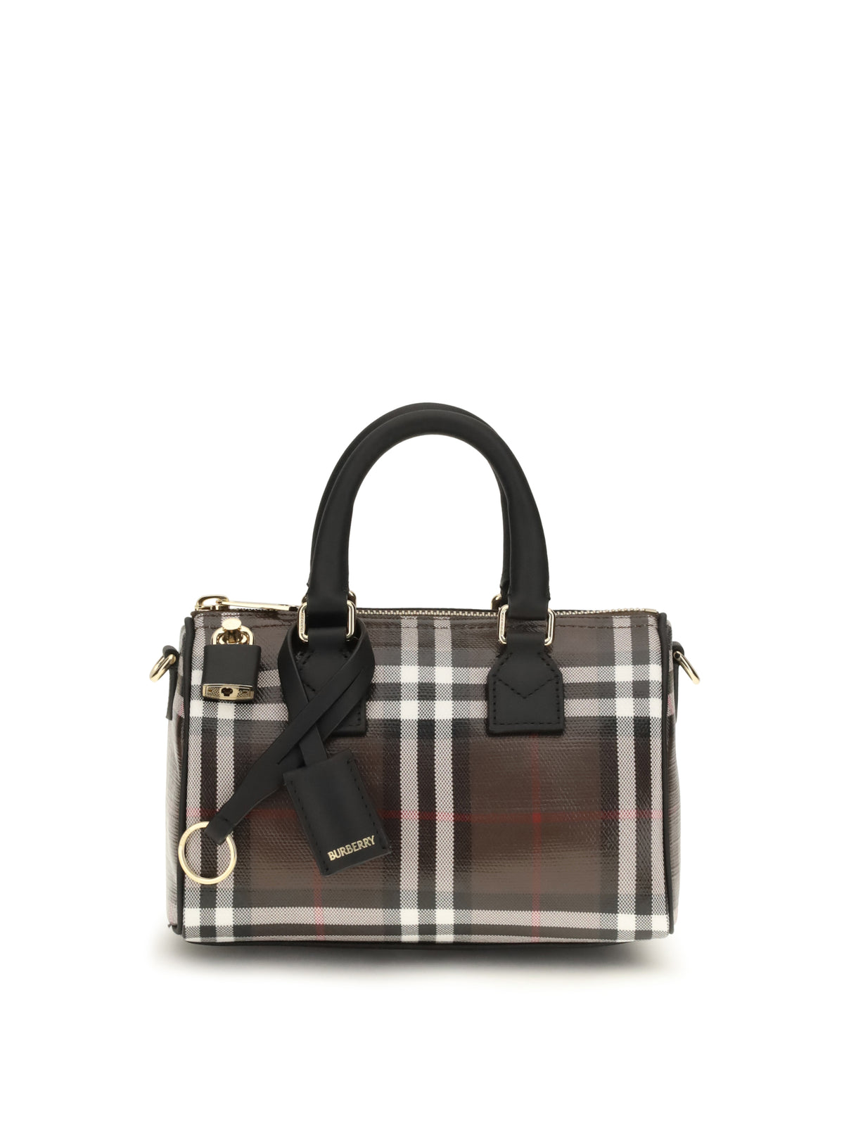 Burberry Check Bowling Mini Handbag - Chocolate Brown