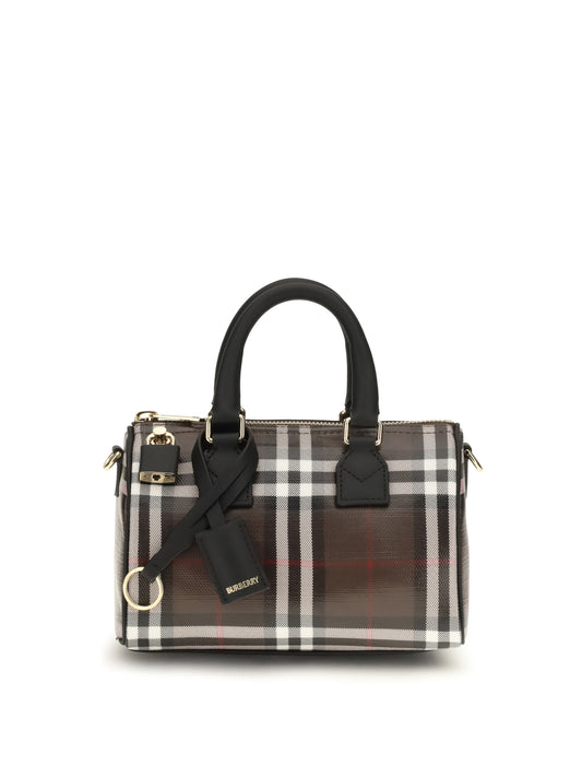 Burberry Check Bowling Mini Handbag - Chocolate Brown