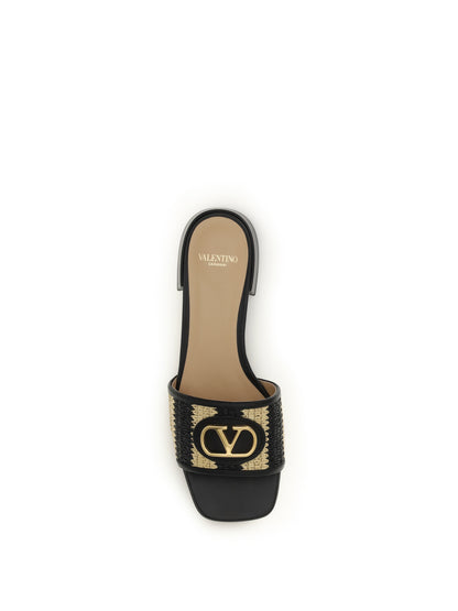 VALENTINO GARAVANI VLogo Signature raffia slide Sandals