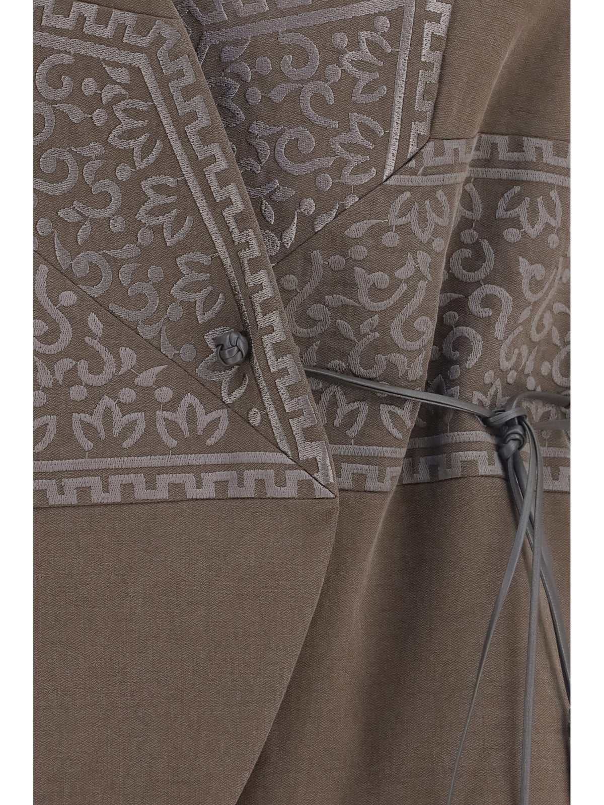 Giorgio Armani Vest in washed silk and virgin wool with jacquard pattern and ties - Mud